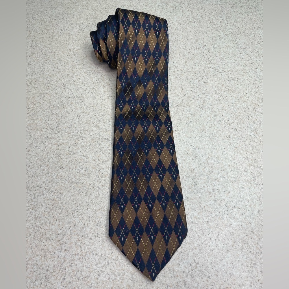 Lands’ End Silk Golf Motif Navy Blue Tie 58”